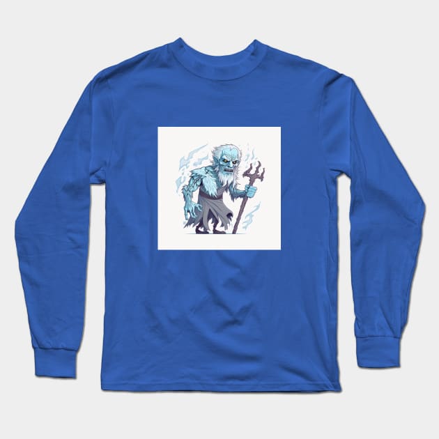 the white walker stares angrily into the camera with a staff in his hand against a white background Long Sleeve T-Shirt by KOTYA